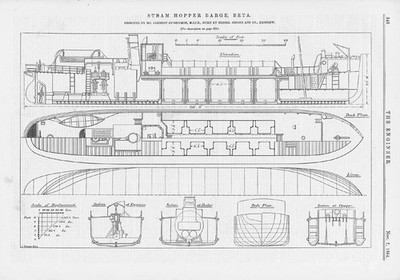 SIMONS & CO Renfrew Steam Hopper Barge, Beta 2 x Antique Prints 1884