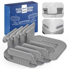 Bed Lock Sheet Holders Fit All Size, New 4 PCS, Grey+grey Slider 