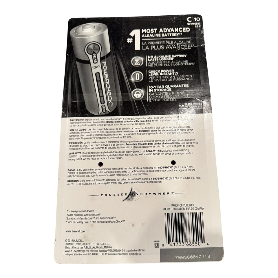 6 Duracell Quantum Alkaline Size C Batteries 10 pack NEW 2025 - Image 2 of 2