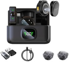 2 Pack Wireless Lavalier Microphone for iPhone16/15 Max, Android, USB , ipad ...