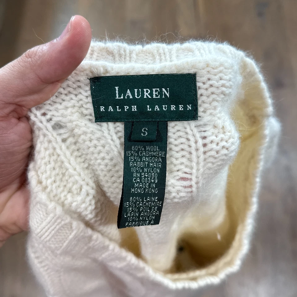Suéter de Colección Lauren Ralph Lauren Para Mujer S Tejido con Cable Mezcla de Cachemira Pullover Foto 3 de 4