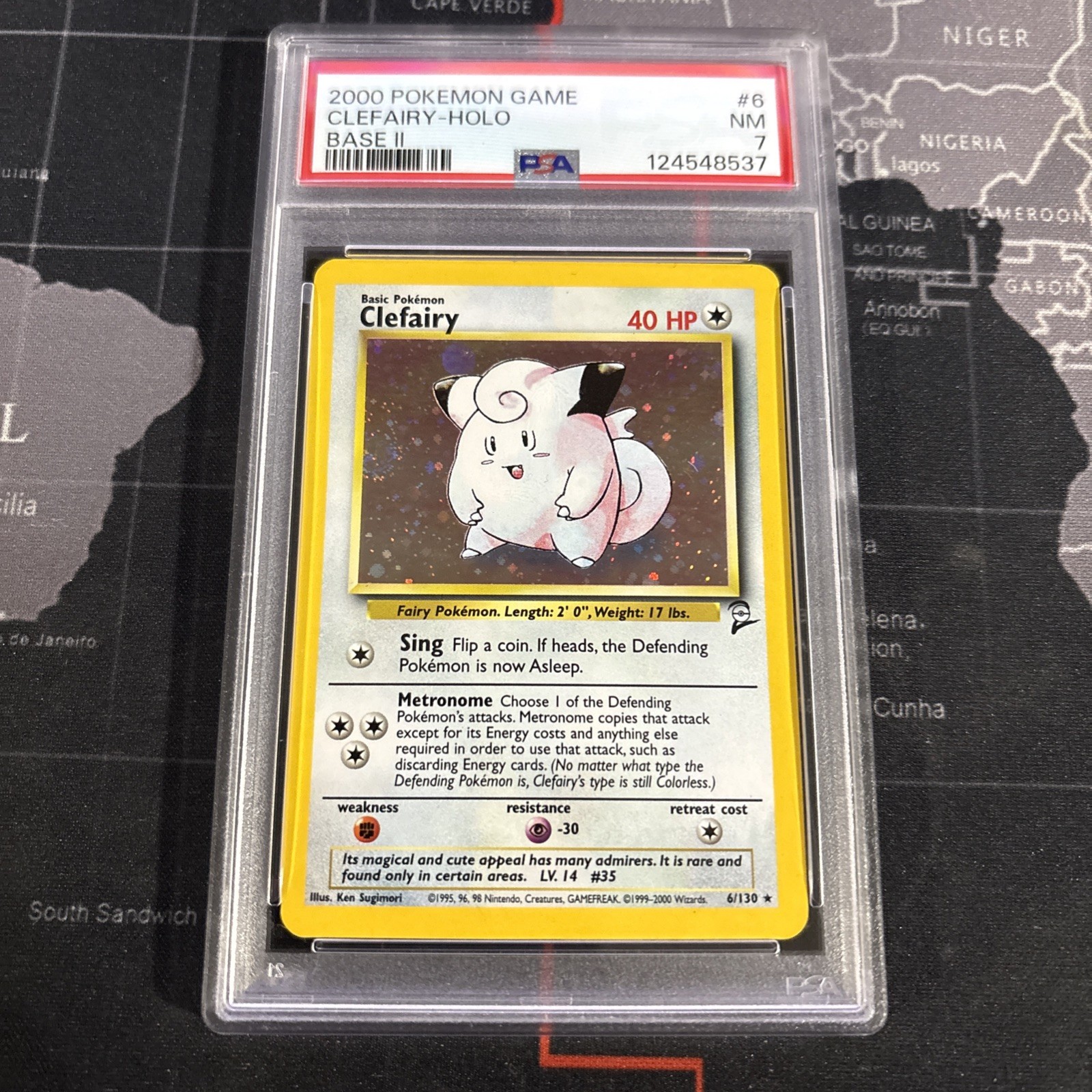2000 Pokemon TCG Clefairy 6/130 Base Set 2 Holo PSA 7