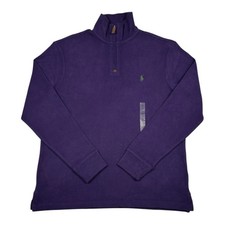 Polo Ralph Lauren French Rib Knit Sweater 1/4 Zip Pullover Mens Medium Purple
