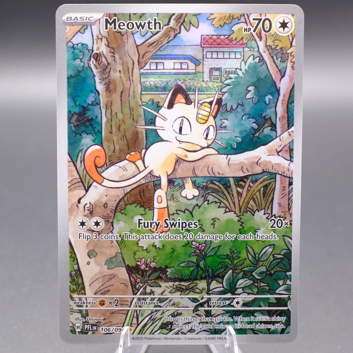 Meowth 106/094 Illustration Rare ME02: Phantasmal Flames Pokemon