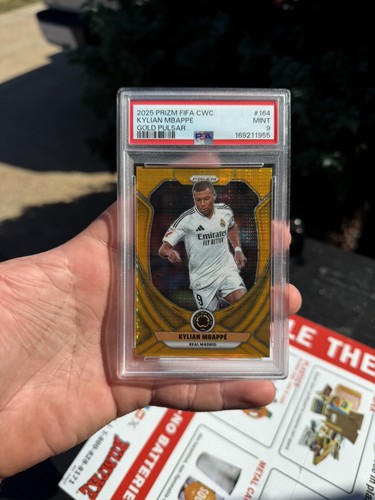 Panini 2025 Prizm FIFA CWC Kylian Mbappé #164 Gold Pulsar PSA 9 04/10 POP 1