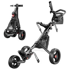 Golf Push Cart 3 Wheel, Golf Cart Foldable, Multiple Functions Golf Bag Cart ...