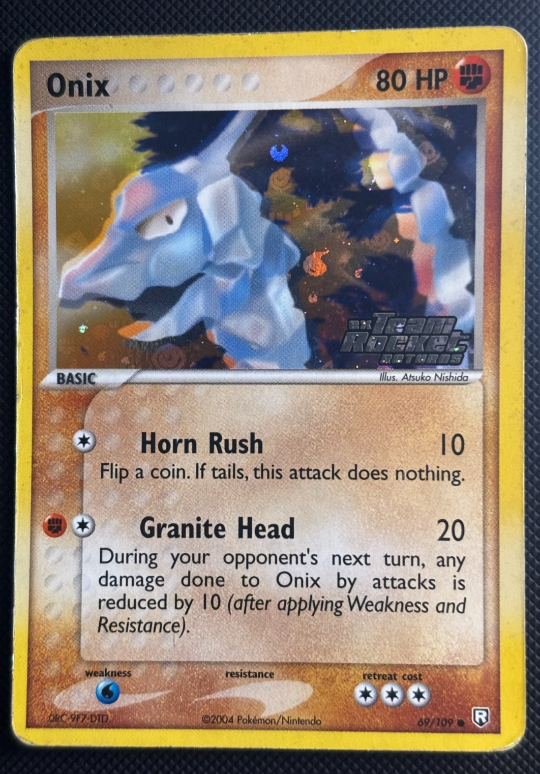 Onix Reverse Holo Pokemon Card ex Team Rocket Stamped Returns 69/109 LP/MP