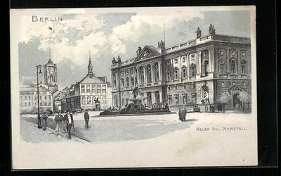 Lithographie Berlin, Neuer Kgl. Marstall 1906 
