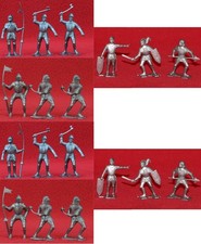 Marx Playset 1965 Knights 54mm Waxy Figures Silver x18 Complete 2 x2 Sets OSS
