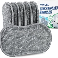 FunCee Upgrated Dual-Sided Sponges Kitchen 6 Pack Microfiber Non Scratch Dish...
