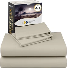 California Design Den Certified 100% Egyptian Cotton Percale Sheets Queen Size