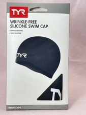 TYR Silicone Swim Cap Adult Black Wrinkle Free Hair Hypoallergenic NEW