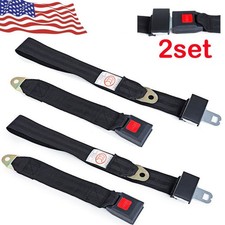 2PCS Seat Belt 2 Point Adjustable Retractable Car Single Seat Lap Universal Lap