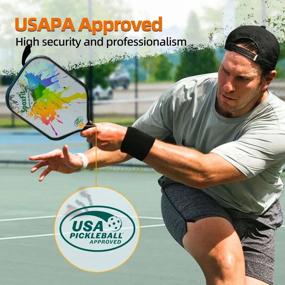 USAPA Approved Lightweight Fiberglass Pickleball Paddle Set with 4 Balls and Carry Bag