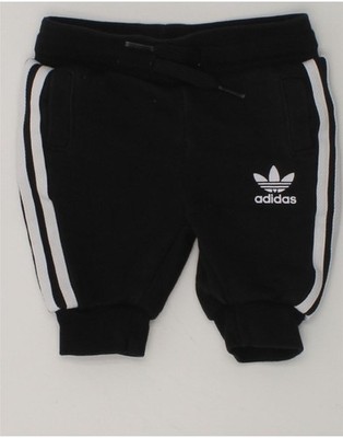 ADIDAS Baby Boys Joggers Tracksuit Trousers 0-3 Months Black Cotton OE09