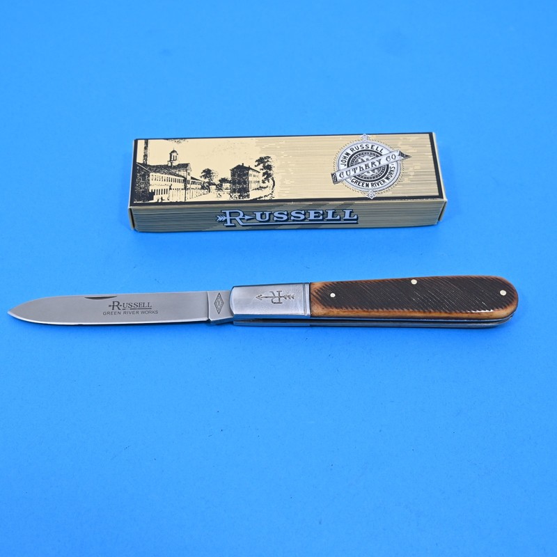 J. RUSSELL CUTLERY CO. GREEN RIVER WORKS SOLINGEN RU 13 SAWN BONE BARLOW KNIFE