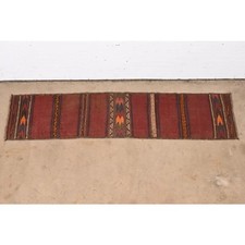 Mid-Century Modern Hand-Woven Afghan Kilim Flat Weave Runner Rug