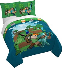 Minecraft Bad Night Ensemble complet de couette et simulacre - Literie pour enfants super douce fea...