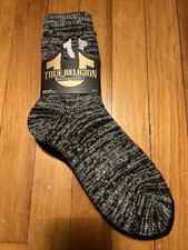 MENS TRUE RELIGION GRAY  BLACK CREW SOCKS SHOE SIZE 6-12.5 grippers