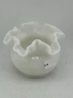Vintage Fenton 3” White Ruffled Edge Milk Glass Vase