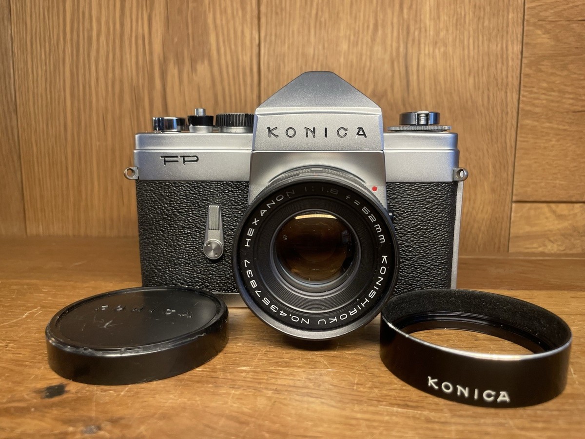 ✧OH済✧KONICA FP/HEXANON 52mm F1.8付 Near Mint w/ Rare Hood* Konica FP Film Camera Hexanon 52mm F/1.8