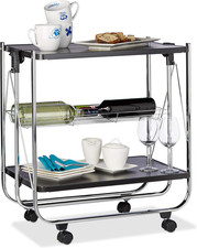 Carrello Da Cucina Portavivande Con Cestello, Pieghevole, 4 Ruote, Nero, Hxlxp 6