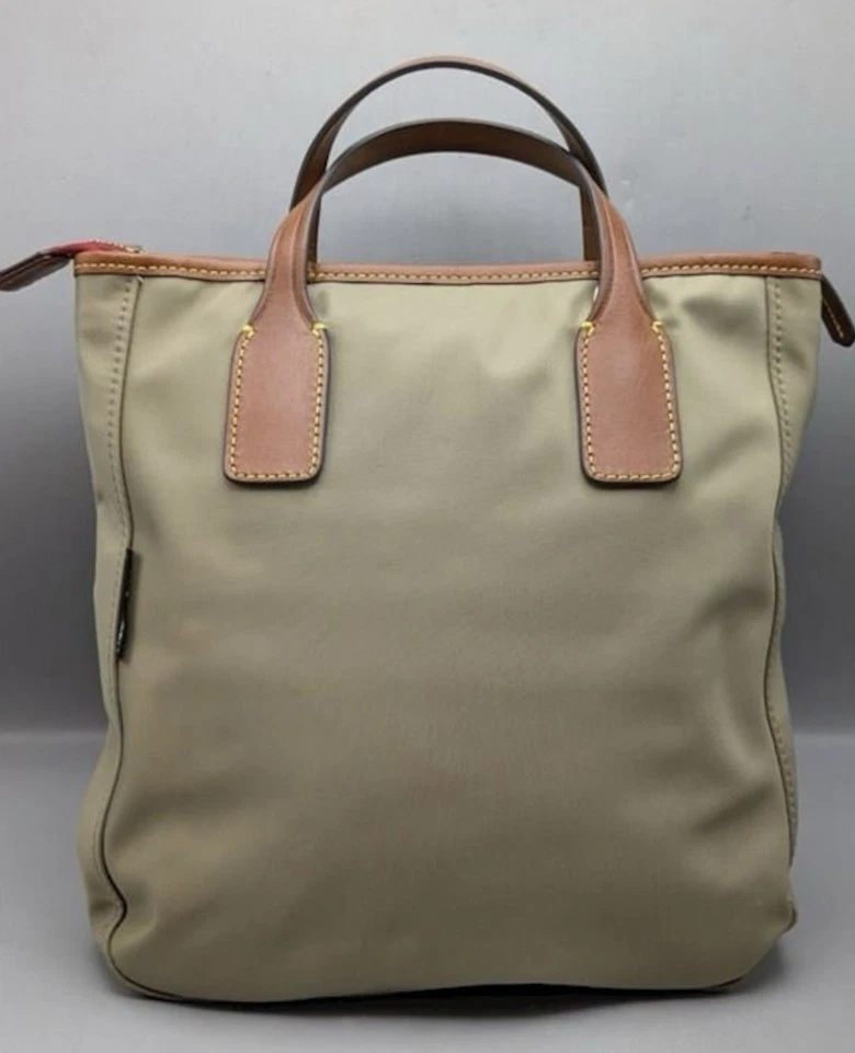BOLSO DE MANO DOONEY BOURKE PEQUEÑO BOLSO DE MANO CON ASA DE CUERO VERDE OLIVA NAILON NUEVO Foto 2 de 4
