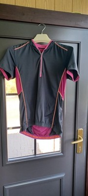 CMP Radtrikot Kurzarm Gr. 42 Schwarz/Pink mit Reißverschluss & Rückentaschen