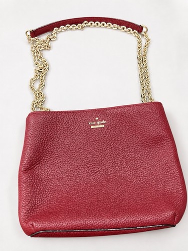 Kate Spade Maroon Leather Crossbody Bag With Gold-tone Chain Strap
