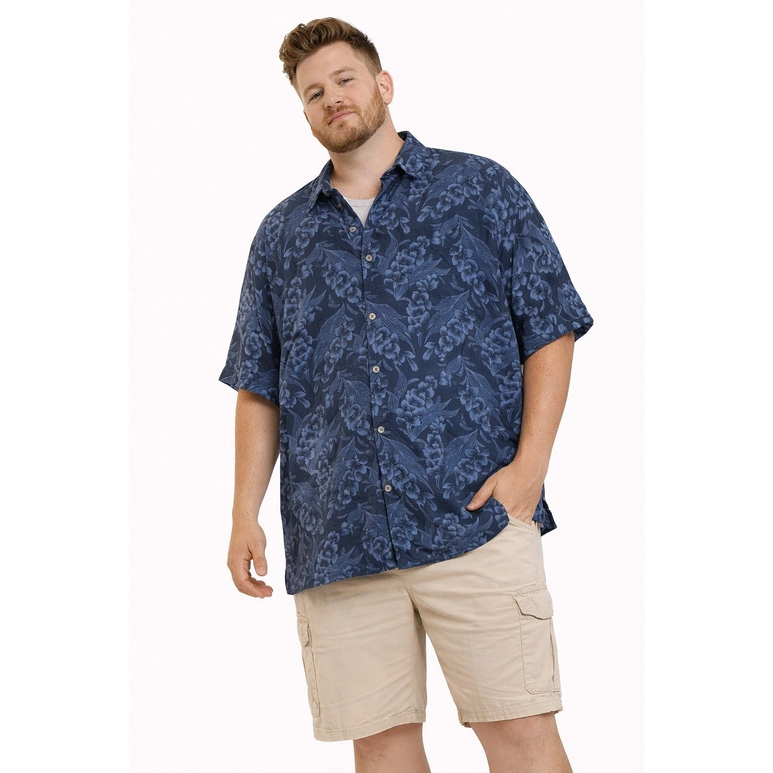 Boca Islandwear Button Down Mens XXL Blue Floral Short Sleeve Tropical Shirt