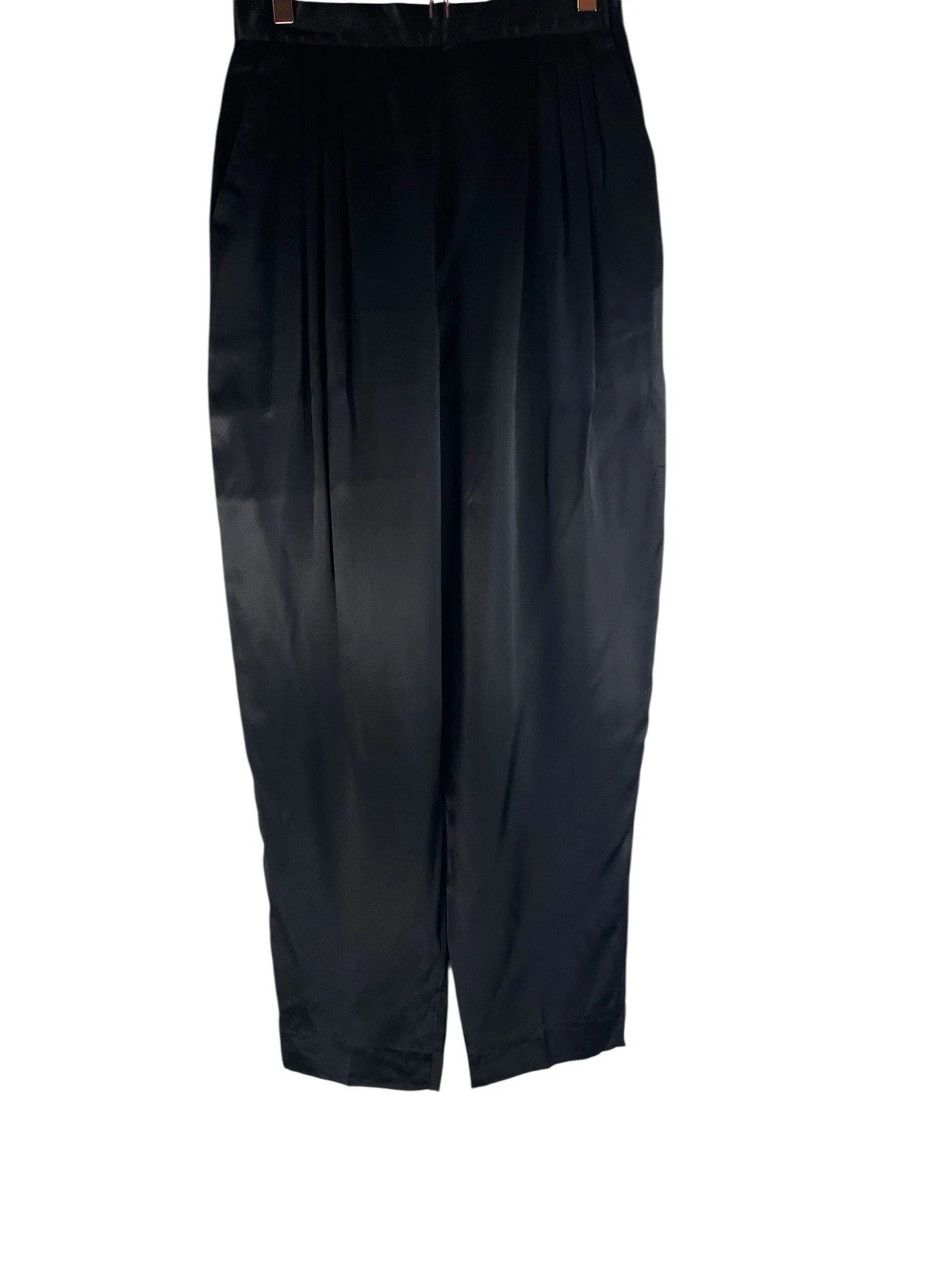Pantalone donna Dior Petites nero con seta taglio gamba dritta sartoriale taglia 12