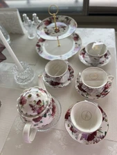 Grace Teaware Fine Porcelain Floral 10- Piece Set