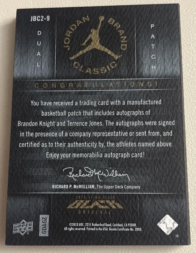 Brandon Knight Upper Deck Jordan Brand Classic - Booklet Autograph Duals #JBC2-9 - Image 3 of 4