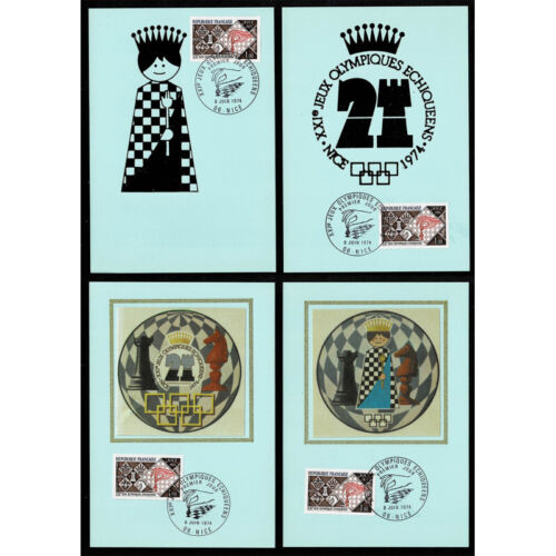 FR5878 - 1974 XXI° Olimpiadi degli Scacchi a Nizza set cartoline annullo - Zdjęcie 1 z 1
