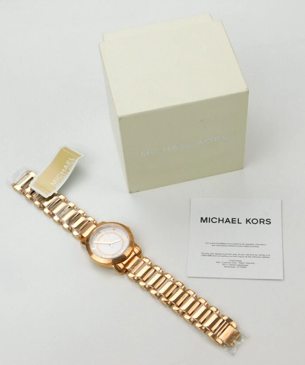 Orologio Michael Kors Janey donna cristalli tono oro rosa quadrante bianco 34 mm MK3530