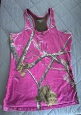 Realtree Tank Top Size Medium Women's Pink Camo Racer Back Top Sleeveless