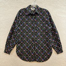 90s Vintage Button Shirt 8 M Medium Womens Floral Geometric Retro Western Rodeo