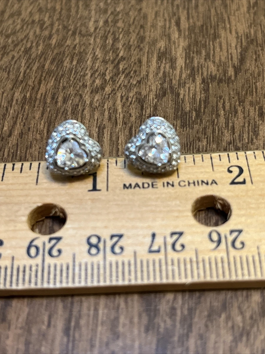 IBB CN Sterling Silver CZ Heart Basket Setting Earrings