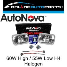 H4 Headlight Upgrade Kit for Hilux 83-05 2 Crystal Lamps Rectangle Hi Watt Globe