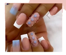 LONG SQUARE *Blue* Full Cover 20 Press On Nails Press On Nails