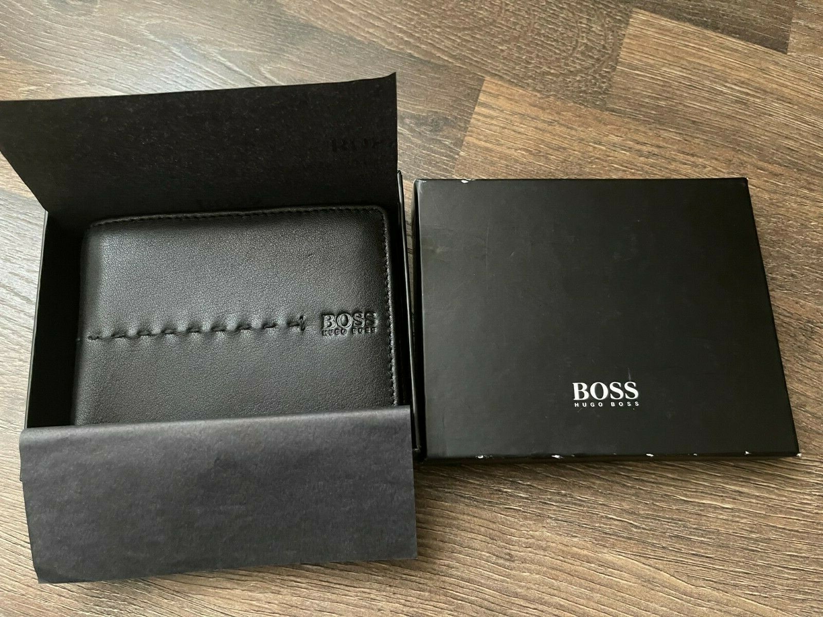 Monist Boss Schwarze Echtleder-Geldbörse & Kartenetui Für Herren