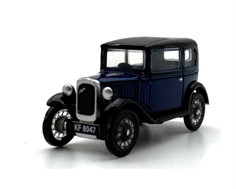 1:76 Blue Austin 7 RN Classic Vintage Model Diecast Metal Car