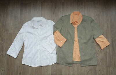 2 Blusen Gr 40 weiß Multiblu, aprico Clarina und Weste