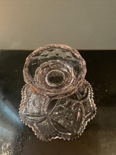 Vintage, Lead Crystal Hand Cut Glass Fruit Bowl with Pedestal Gold Trim READ - 第 4/5 張圖片