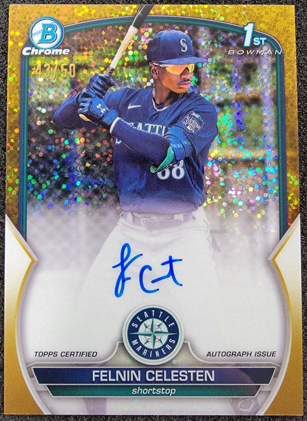 2023 Bowman Chrome 1st GOLD MINI-DIAMOND /50 AUTO Felnin Celesten #CPA-FC