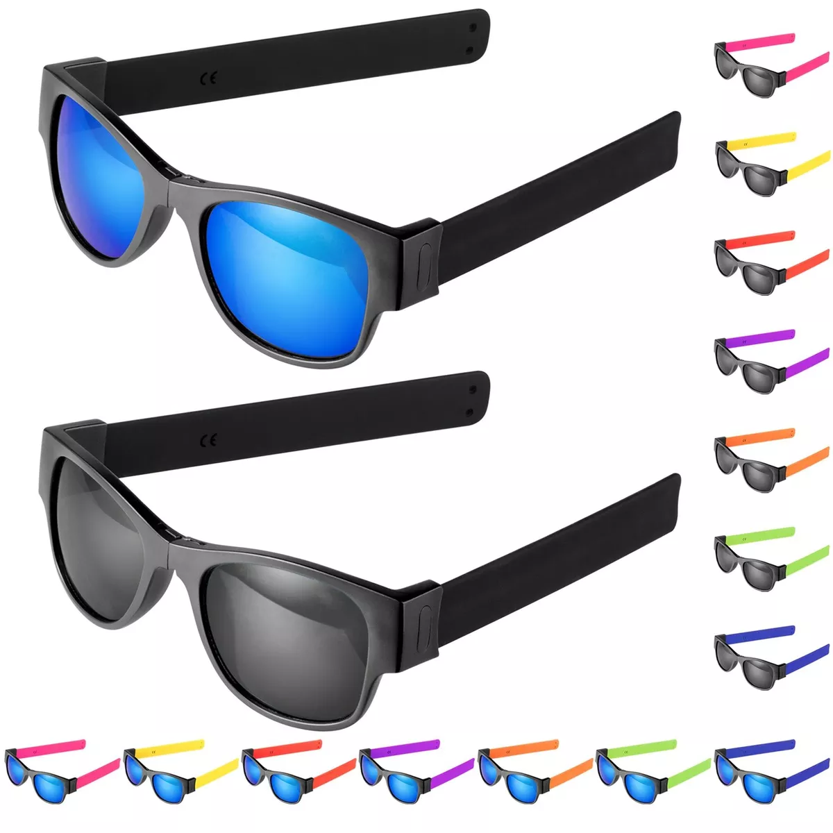 Clix Unisex Adult Sunglasses Foldable Compact Fashion UV400 Mirror Colour  Lens