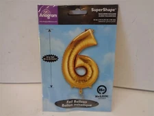 Anagram Number 6 Gold Helium Savers Foil Balloon Item No. 28254