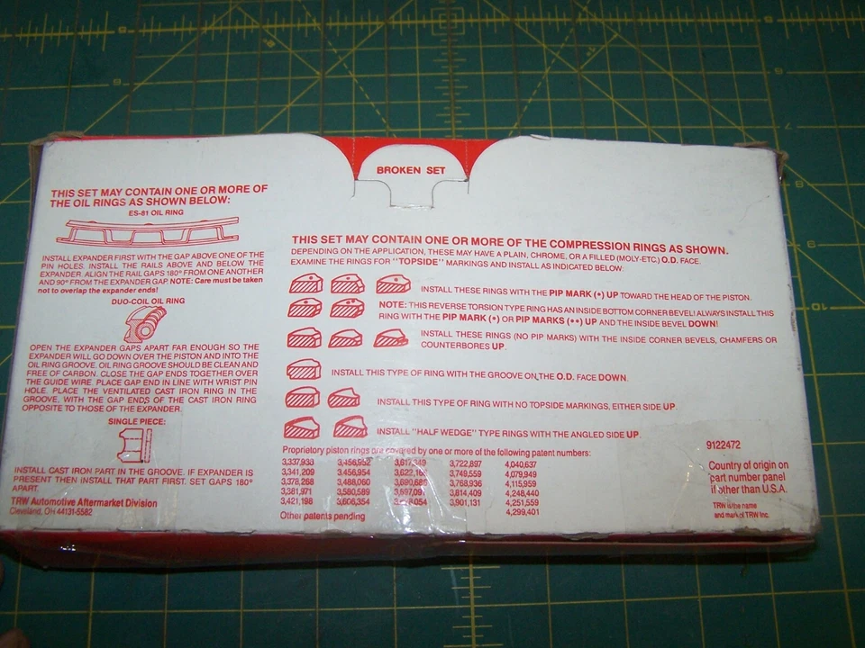 Juego de anillos de pistón de motor TRW T8325X STANDARD aptos para Ford 5,0 L, GMC, Chevrolet 5,7 L Foto 3 de 4