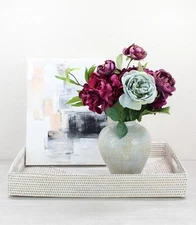 NEW Tight Woven Rectangle Rattan Tray for Luxury Homes- Extra Large, Whitewash