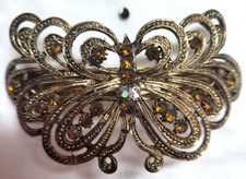 Vintage Rhinestone Butterfly Hair Clip Barrette 1 stone is off as shown in photo